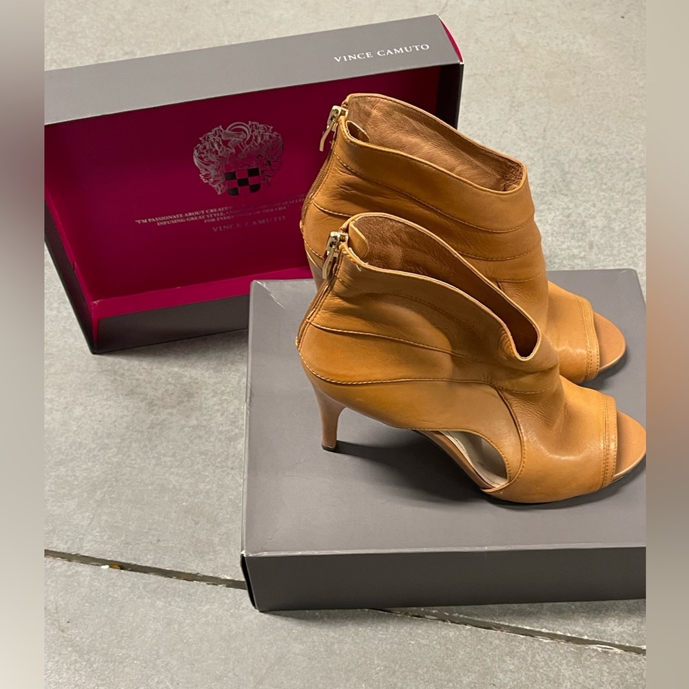 Vince Camuto Leather Peep Toe Booties